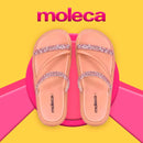 Sandália Papete Moleca Feminina Brilho Glitter Ultraconfort Chinelo Slide Rasteirinha Strass Luxo Confortável EVA