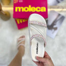 Sandália Papete Moleca Feminina Brilho Glitter Ultraconfort Chinelo Slide Rasteirinha Strass Luxo Confortável EVA