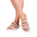 Sandália Papete Moleca Feminina Brilho Glitter Ultraconfort Chinelo Slide Rasteirinha Strass Luxo Confortável EVA