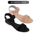 Sandália Feminina Rasteirinha Rasteira Feminina Kit 2 Pares Confortável Elástico Calce Fácil