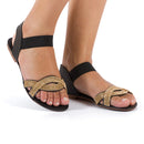 Sandália Feminina Rasteirinha Rasteira Feminina Kit 2 Pares Confortável Brilho Elástico Calcanhar Dia a Dia