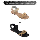 Sandália Feminina Rasteirinha Rasteira Feminina Kit 2 Pares Confortável Brilho Elástico Calcanhar Dia a Dia